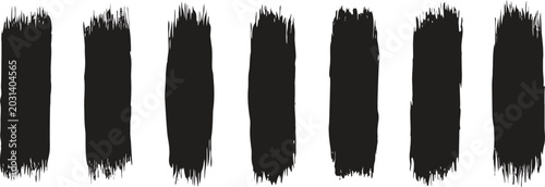Fotografía Abstract black brush stroke collection with rough paint textures and bold artistic banner effects