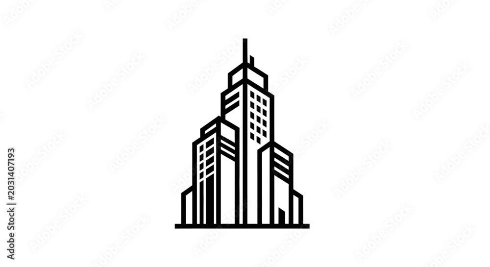 Fototapeta premium Modern skyscraper building vector illustration isolated on white background