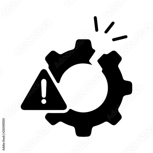 Gear with warning symbol