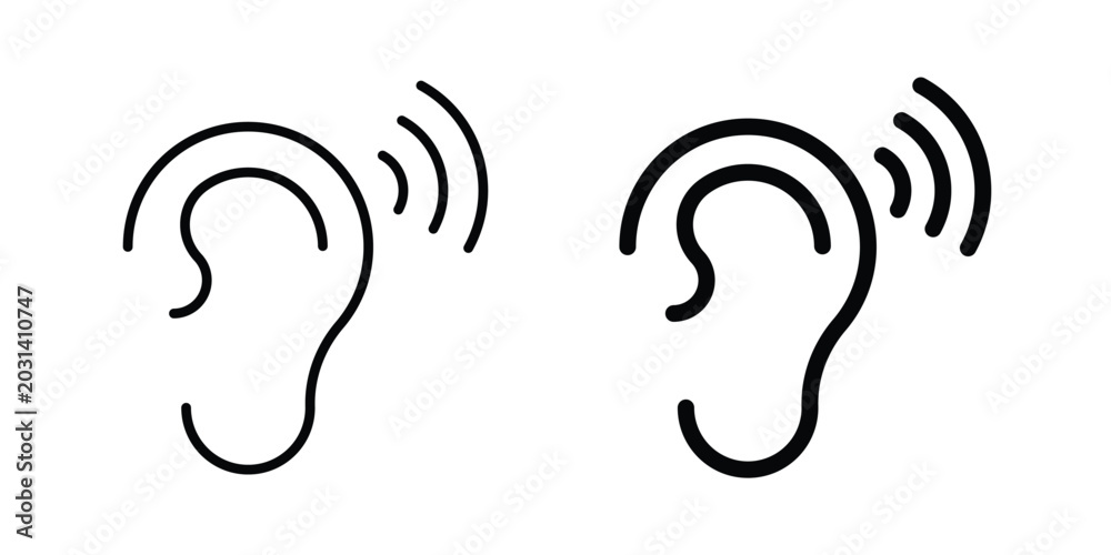 Obraz premium Hearing icon design concept pack in black color