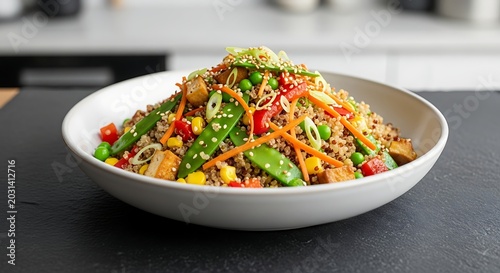 Vibrant Vegetable Rice Bowl Dish.