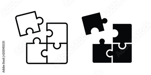 Fotografie Puzzle piece icon design concept pack in black color