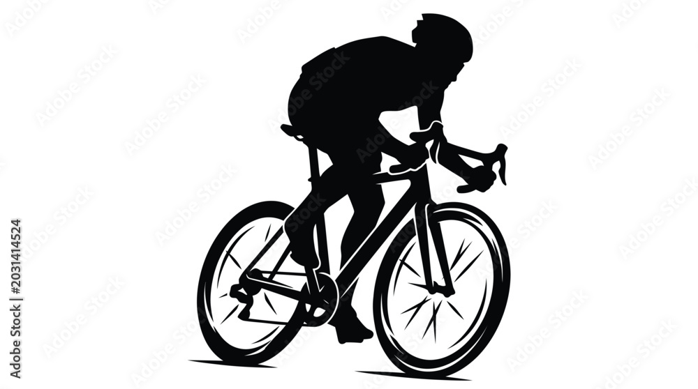 Fototapeta premium Silhouette of a professional cyclist riding a racing bicycle in a fast and aerodynamic road position