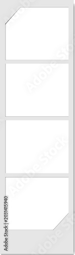 Empty white photo booth strip frame grid mockup.