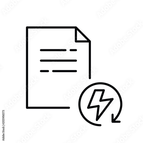 File, lightning bolt and renew arrow. Fast file sync, quick doc refresh, rapid data update,. Pixel perfect, editable stroke vector icon