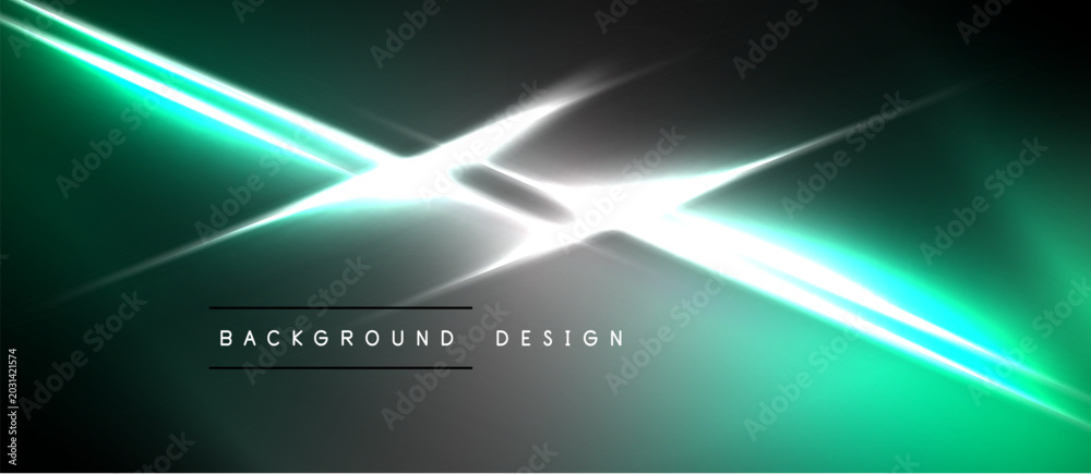 Fototapeta premium Dark background features bright teal, white lines creating dynamic abstract effect. Minimalist text reads background design.