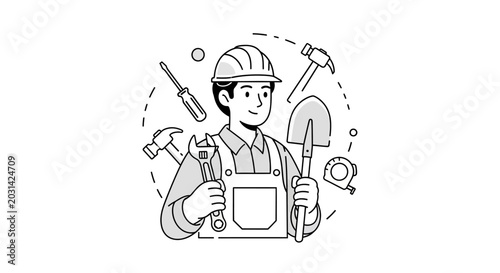 фотографія Construction worker with tools.
