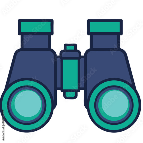 Flat Vector Illustration of Modern Binoculars for Exploration and Observation.