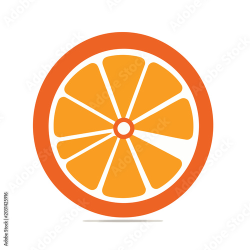 Stylized flat graphic icon of a fresh orange slice citrus fruit.