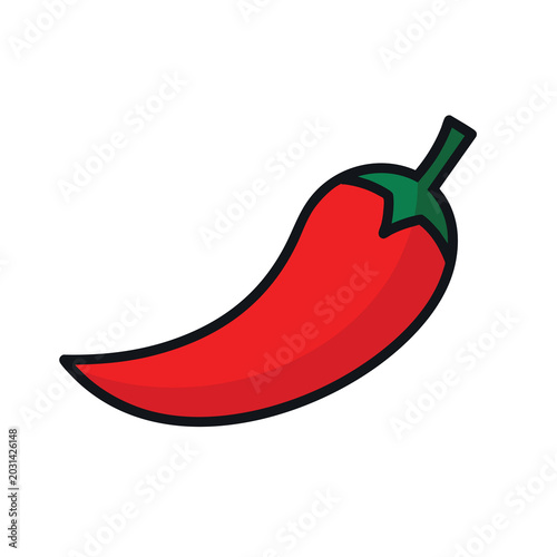 Simple flat illustration of a single red chili pepper icon.