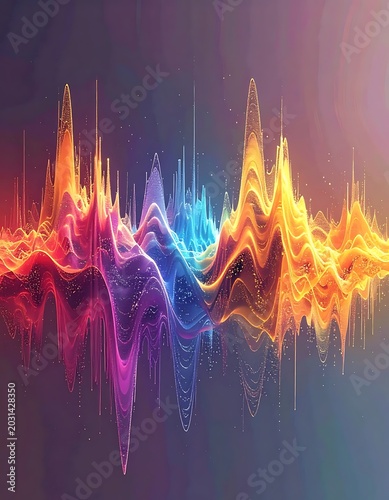 Vibrant colorful sound wave graphic design.