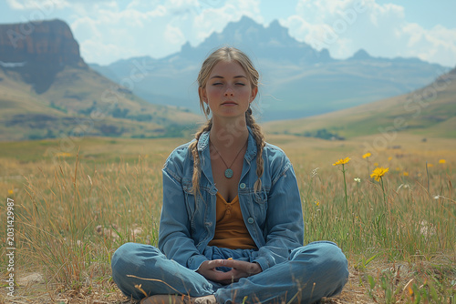 Woman stand in nature