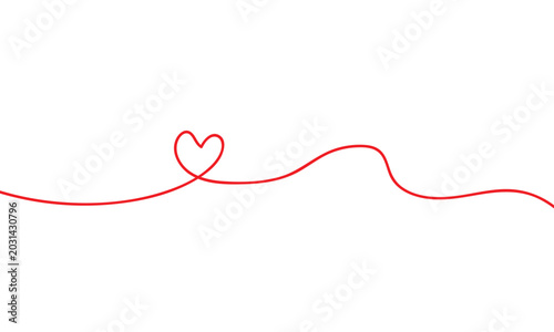 abstract simple red heart line vector art.