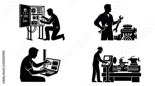 Photography Professional Technician Silhouette Bundle for Industrial and Technical Service V