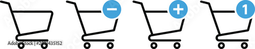Minimalist shopping cart icons for e-commerce websites and mobile app interfaces