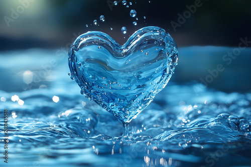 Water drop forming a heart