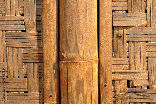 Traditional Bamboo Wall Pattern Closeup