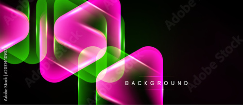 Obraz na płótnie Abstract neon shapes overlap, creating vibrant glow
