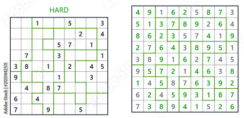 Sudoku puzzle grids with varying difficulty displayed in green  