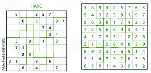 Sudoku puzzles with numbers arranged in different difficulty levels  