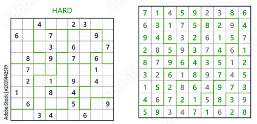 Sudoku puzzles with hars level on white background