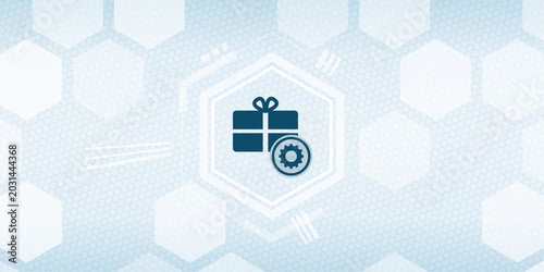 Tableau sur toile Digital gift concept icon with gear symbol on tech background