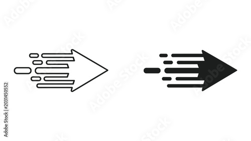 Billede på lærred Two arrows with motion lines indicating speed and movement isolated on white bac