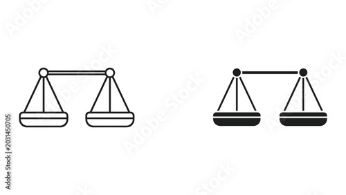 Obraz na płótnie A set of two scales icons in line and solid styles for balance and equality conc