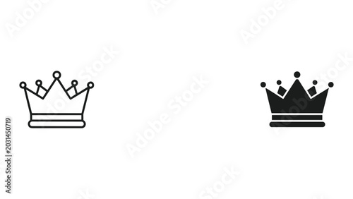 Canvastavla Two black crown icons in different styles on a white background for royalty or l