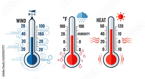 Tableau sur toile Weather Thermometers: Wind, Humidity, and Heat Indicators