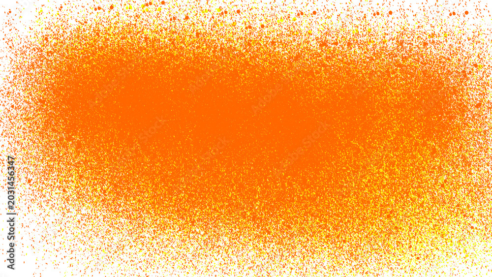 Naklejka premium Vibrant orange spray paint texture on white background, urban graffiti aerosol splatter, grainy neon paint mist for street art design