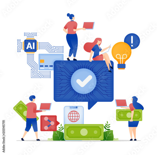 Vector illustration of Integrated Survey and Exam System for Banking Debt and Loan Approval Process. Can be used for banner, website, flayer, apps, website