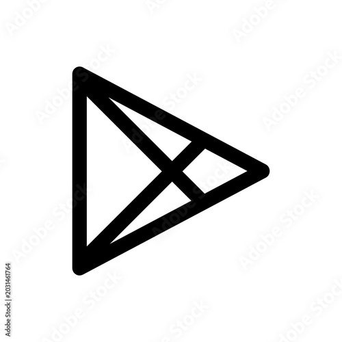 sleek triangular play store icon ideal for digital market links multimedia software and premium entertainment sites.