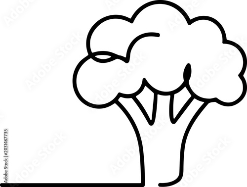 Tableau sur toile Simple line art broccoli icon with stem and florets on white background