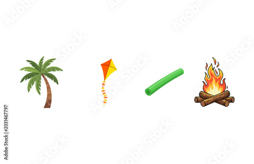 Bild auf Leinwand Embrace the Outdoors Essential Icons for Summer Fun and Relaxation