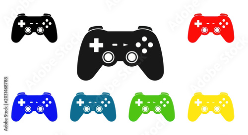Colorful Video Game Controllers Collection - Gaming Concept
