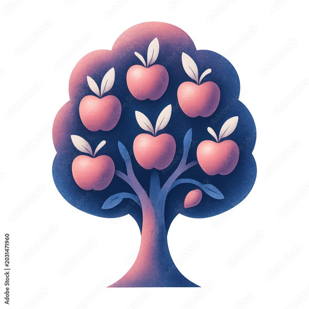 Obraz premium PNG Vibrant apple tree illustration