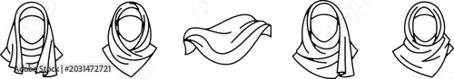 Fotografie Hijab scarf styles line drawings