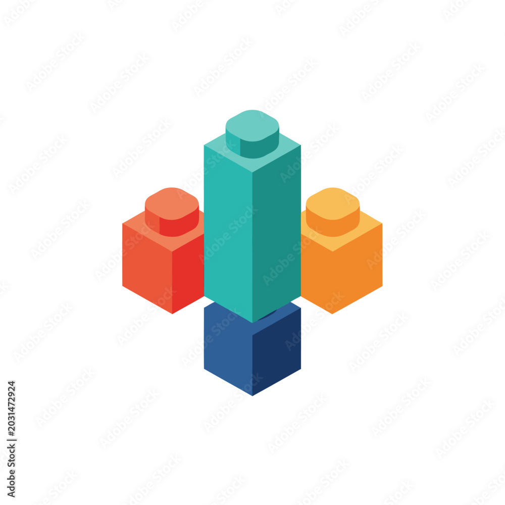 Obraz premium Colorful plastic building blocks stacked.