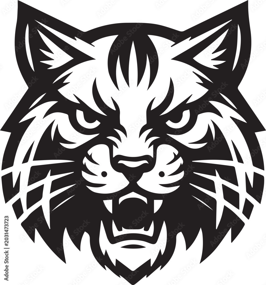 Fototapeta premium Wild Cat Face SVG Illustration Vector
