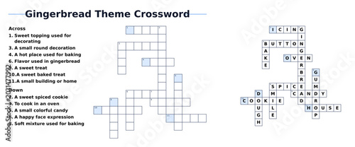 Gingerbread themed crossword puzzle with clues and grid layout  