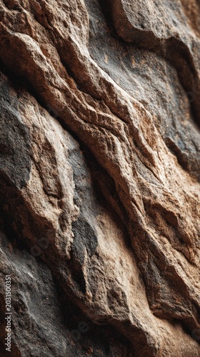 Detailed Close-Up Texture of Rugged Natural Rock Formation Showing Crags and Grooves