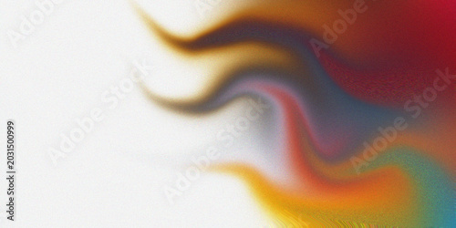 Quadro su tela Dynamic flowing abstract waves of liquid color featuring orange yellow and deep purple hues on stark white negative space background