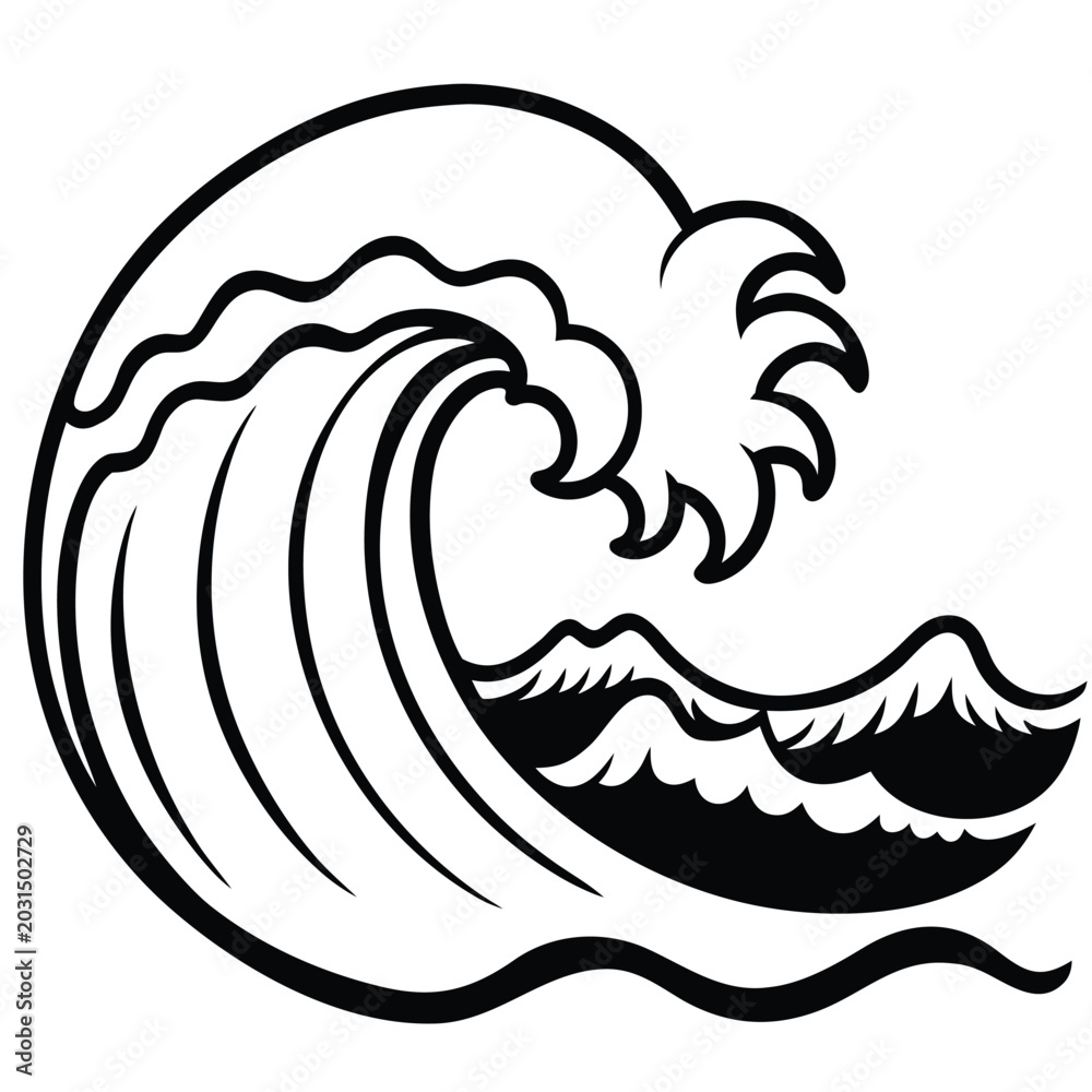 Obraz premium tsunami-wave-and-coastal-impact-graphic-isolated-o.eps
