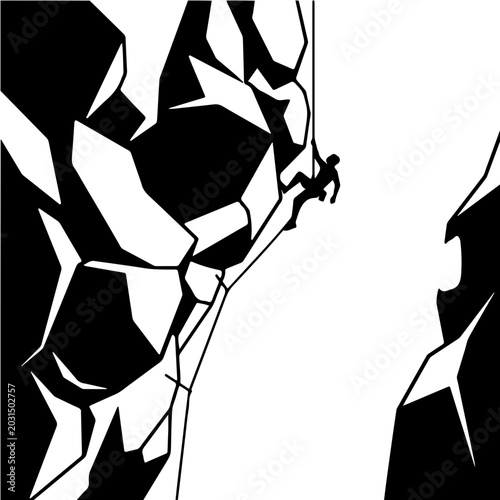 Rock Climber Ascending Steep Canyon Wall - AI Generated