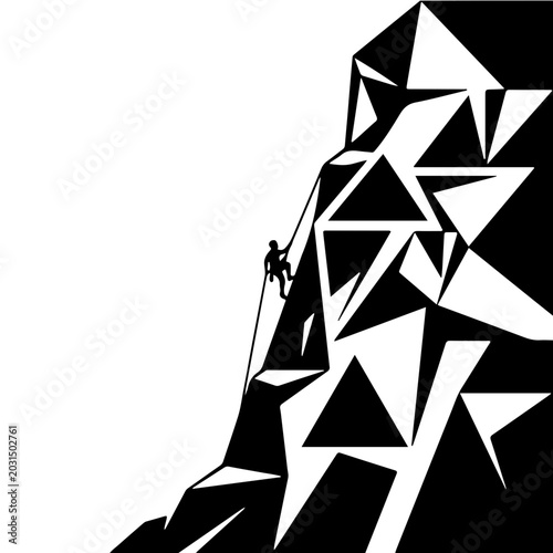 Rock Climbing Adventure on Steep Cliff - AI Generated