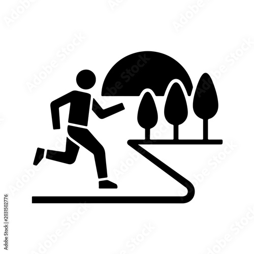 Running Along Curved Park Path - AI Generated