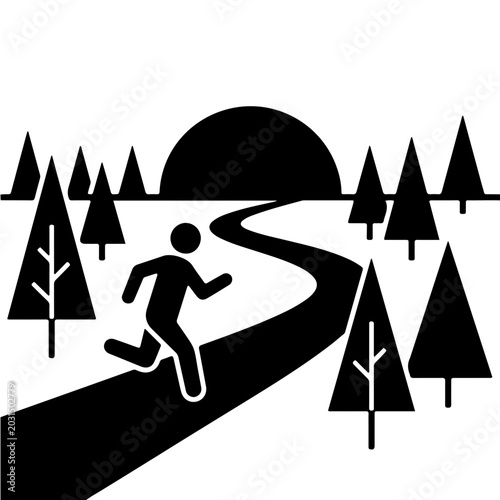 Trail Running Through Forest Landscape - AI Generated