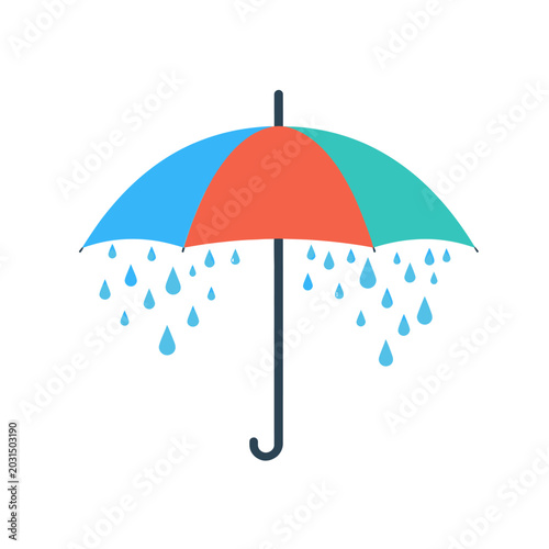 Fotografi Colorful umbrella with raindrops falling.
