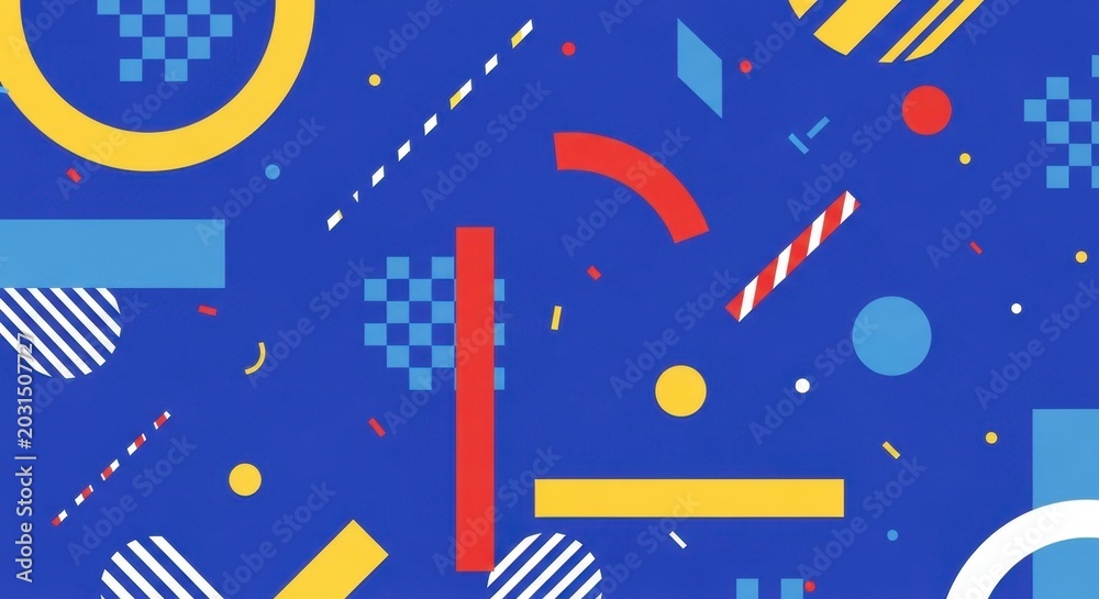 Fototapeta premium Abstract Geometric Shapes on a Vibrant Blue Background for Design.
